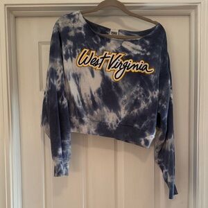 PINK Victoria's Secret Blue Tie-Dye Cropped Sweatshirt